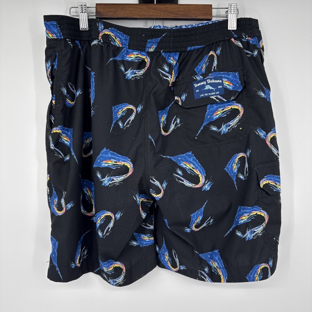 Tommy Bahama Mens Artist Series Swordfish Tropical Cargo Swim Trunks Lined Large - Picture 4 of 8